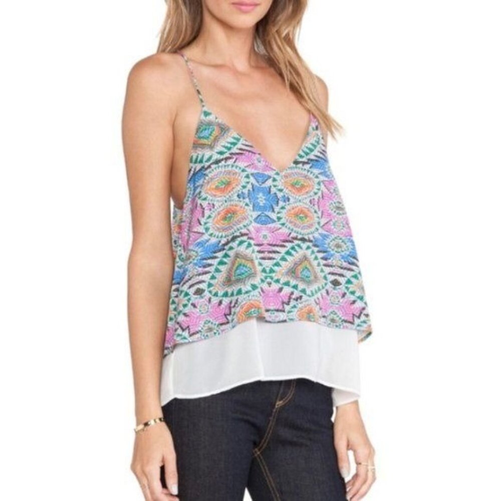 Lovers + Friends Mosaic Cami Size Medium Poppy Layered Tank Sz M New